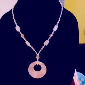 Pink Stone Necklace with Beads in size OS